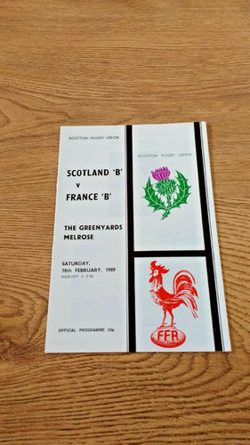 Scotland B v France B Feb 1989 Rugby Programme