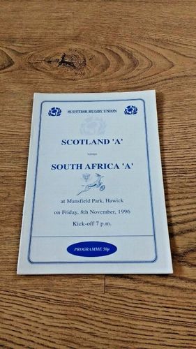 Scotland A v South Africa A Nov 1996 Rugby Programme