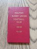 Halifax Rugby Union Club 1968-69 Membership & Fixture Book