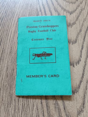Preston Grasshoppers Rugby Union Club 1969-70 Membership & Fixture Book