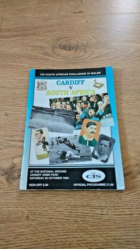 Cardiff v South Africa Oct 1994 Rugby Programme