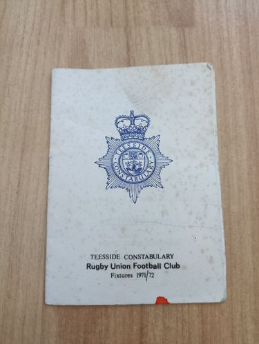 Teesside Constabulary Rugby Union Club 1971-72 Membership & Fixture Book