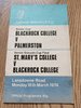 Blackrock College v Palmerston Mar 1974 Leinster Senior Cup Rugby Programme