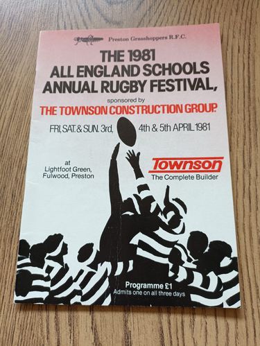 All England Schools Annual Festival April 1981 Rugby Programme