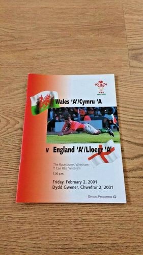 Wales A v England A Feb 2001 Rugby programme