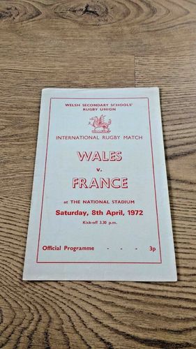 Wales Schools v France Schools Apr 1972 Rugby Programme