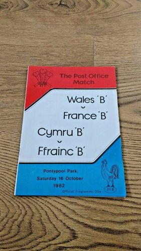 Wales B v France B Oct 1982 Rugby Programme