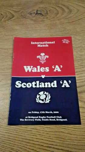 Wales A v Scotland A March 2000 Rugby Programme