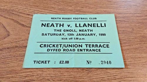Neath v Llanelli Jan 1990 Used Rugby Ticket