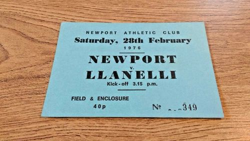 Newport v Llanelli Feb 1976 Used Rugby Ticket
