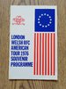 London Welsh American Tour 1976 Souvenir Rugby Programme