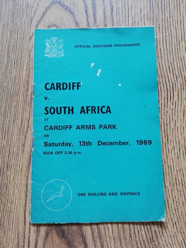 Cardiff v South Africa 1969 Rugby Programme