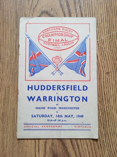 Huddersfield v Warrington May 1949 Championship Final Rugby League Programme