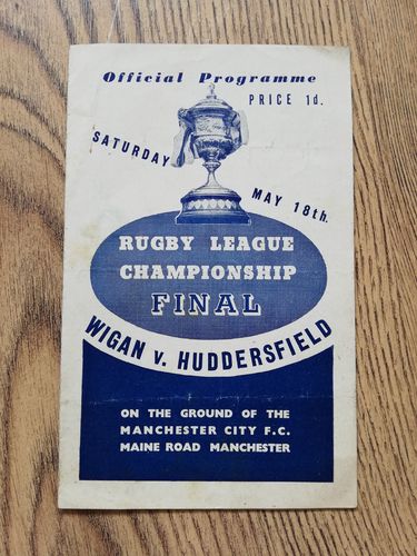 Wigan v Huddersfield May 1946 Championship Final Rugby League Programme