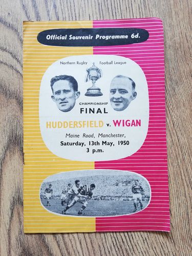 Huddersfield v Wigan 1950 Championship Final Rugby League Programme