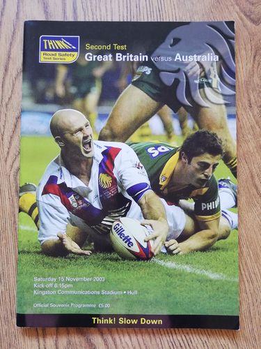 Great Britain v Australia 2nd Test 2003 Rugby League Programme