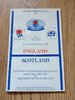 England v Scotland 1993 Wooden Spoon Society Eve of Match Rugby Dinner Menu