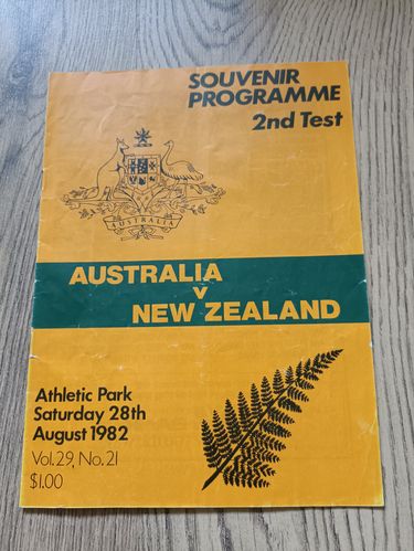 New Zealand v Australia 1982 2nd Test Rugby Programme