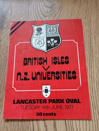 New Zealand Universities v British Lions 1977 Rugby Programme