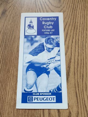 Coventry Rugby Club 1996-97 Fixture List