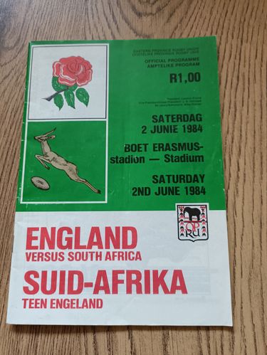 South Africa v England 1st Test 1984 Rugby Programme