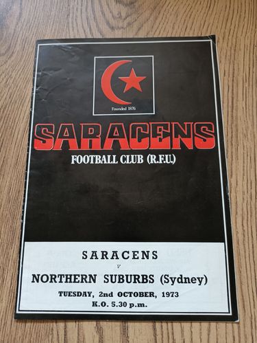 Saracens v Northern Suburbs (Sydney) Oct 1973 Rugby Programme