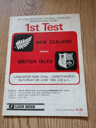 New Zealand v British Lions 1st Test 1983 Rugby Programme