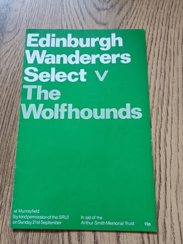 Edinburgh Wanderers Select v The Wolfhounds Sept 1975 Rugby Programme