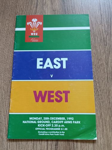 East Wales v West Wales 1992 Rugby Programme