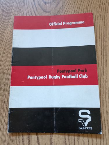 Pontypool v Cardiff Jan 1979 Rugby Programme
