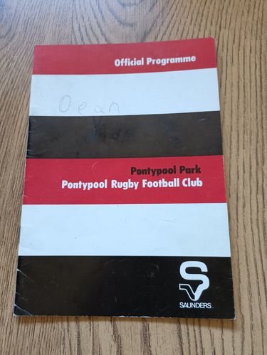 Pontypool v Penarth March 1979 Rugby Programme