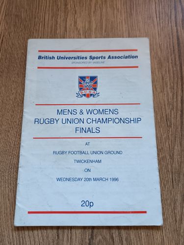 Cardiff Institute v Loughborough Mar 1996 UAU Championship Final Rugby Programme
