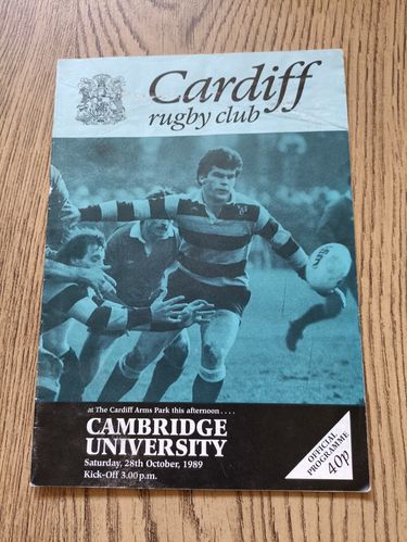 Cardiff v Cambridge University Oct 1989 Rugby Programme