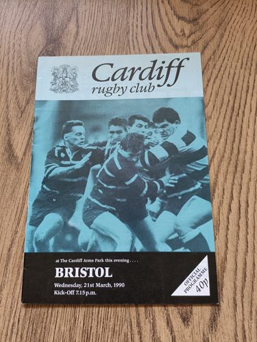 Cardiff v Bristol Mar 1990 Rugby Programme