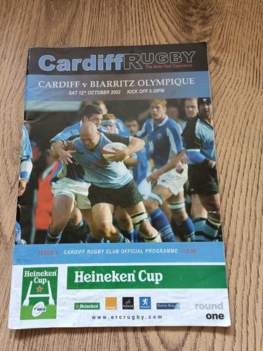 Cardiff v Biarritz Olympique Oct 2002 Rugby Programme