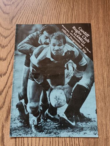Cardiff v Llanelli Nov 1984 Rugby Programme