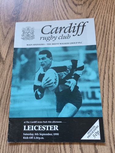 Cardiff v Leicester Sept 1990 Rugby Programme