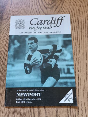 Cardiff v Newport Nov 1990 Rugby Programme
