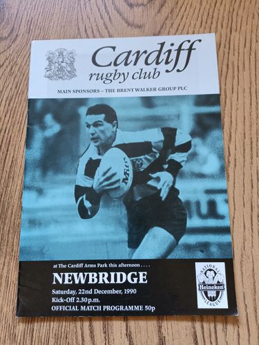Cardiff v Newbridge Dec 1990 Rugby Programme