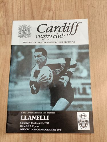 Cardiff v Llanelli Mar 1991 Rugby Programme