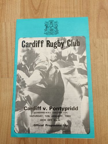 Cardiff v Pontypridd Jan 1980 Schweppes Cup Rugby Programme