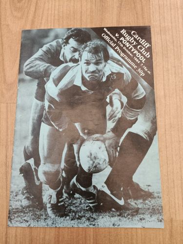Cardiff v Pontypool Oct 1984 Rugby Programme
