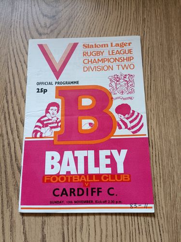Batley v Cardiff City Nov 1983 Rugby League Programme