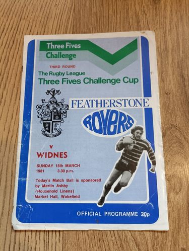 Featherstone v Widnes Mar 1981 Challenge Cup Rugby League Programme