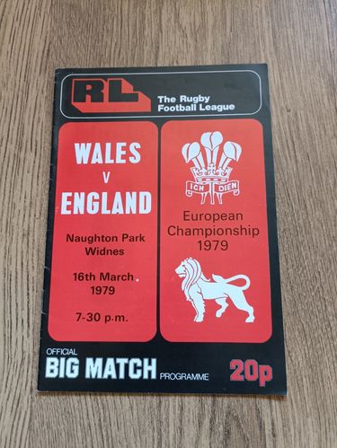 Wales v England 1979 Rugby League Programme