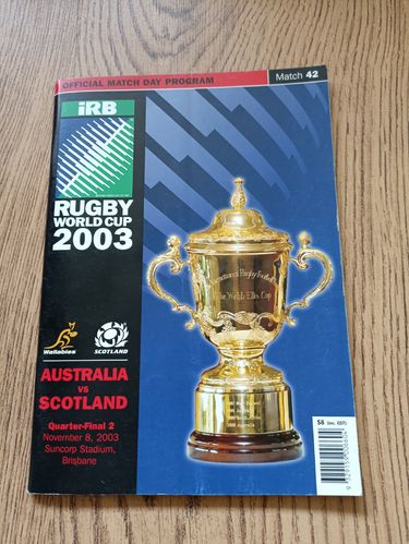 Australia v Scotland RWC Quarter-Final 2003 Programme