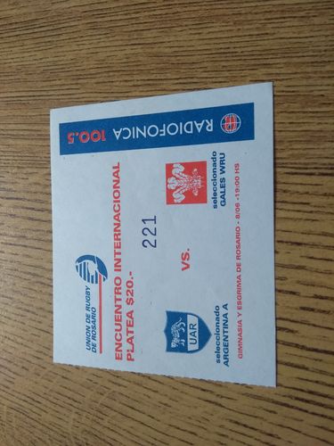 Argentina A v Wales June 1999 Used Rugby Ticket