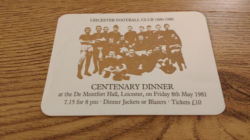 Leicester Rugby Club May 1981 Centenary Dinner Invitation Card