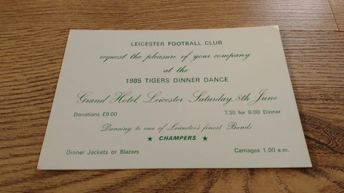 Leicester Rugby Club June 1985 Dinner Dance Invitation Card