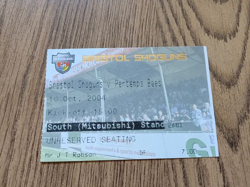 Bristol v Pertemps Bees Oct 2004 Used Rugby Ticket